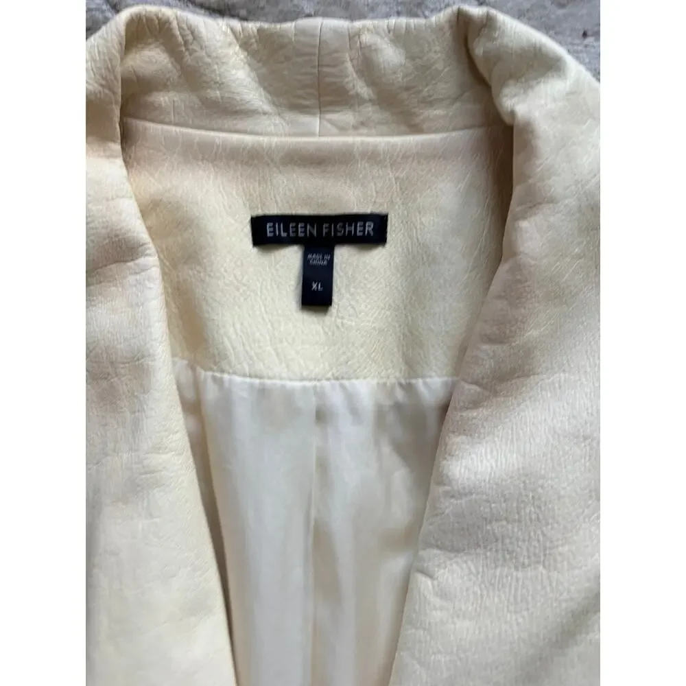 Eileen Fisher Women's Cream Ivory Lambskin Leather Jacket L/XL Vintage Drape - Picture 4 of 9